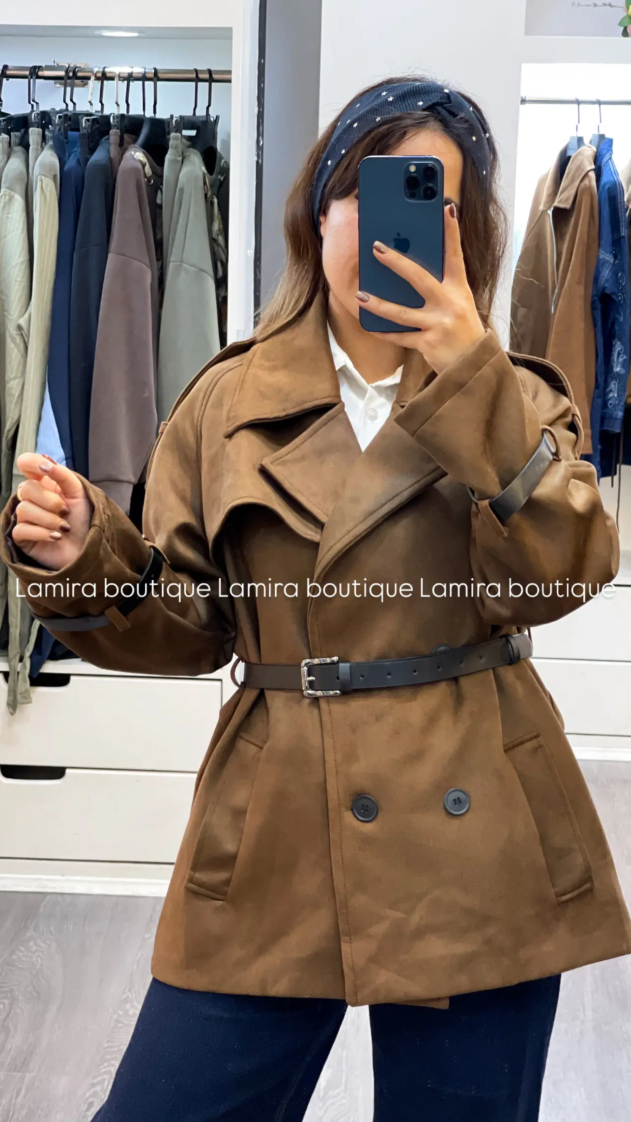 پالتو کوتاه کمربند دار جیر برند اورجینال ترک